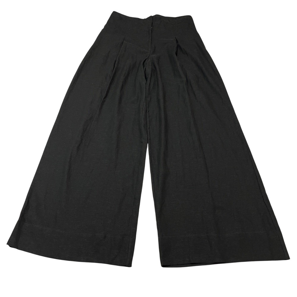 Worthington‎ Pants Black Linen Blend High Rise Wide Leg Pleated 10 Minimalist